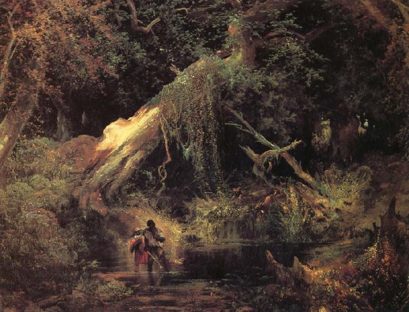 Moran, Thomas Slaves Escaping Through the Swamp oil painting picture